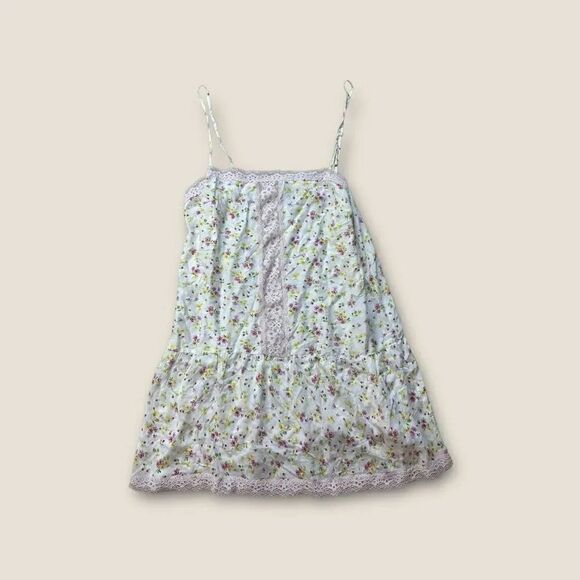 Vintage VICTORIA’S SECRET Silk Summer Pink Floral Lace Chemise Gown 90’s Medium - Picture 2 of 7